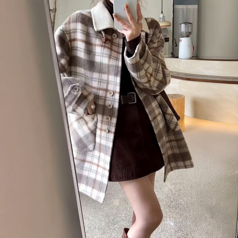 小香风双面羊绒大衣中长款