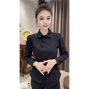 收腰职业OL衬衣百搭洋气上衣显瘦潮 女早春2026新款 时尚 不规则衬衫