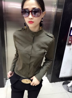 时尚洋气衬衫女职业OL春秋2026新款百搭衬衣肩章修身显瘦工装上衣