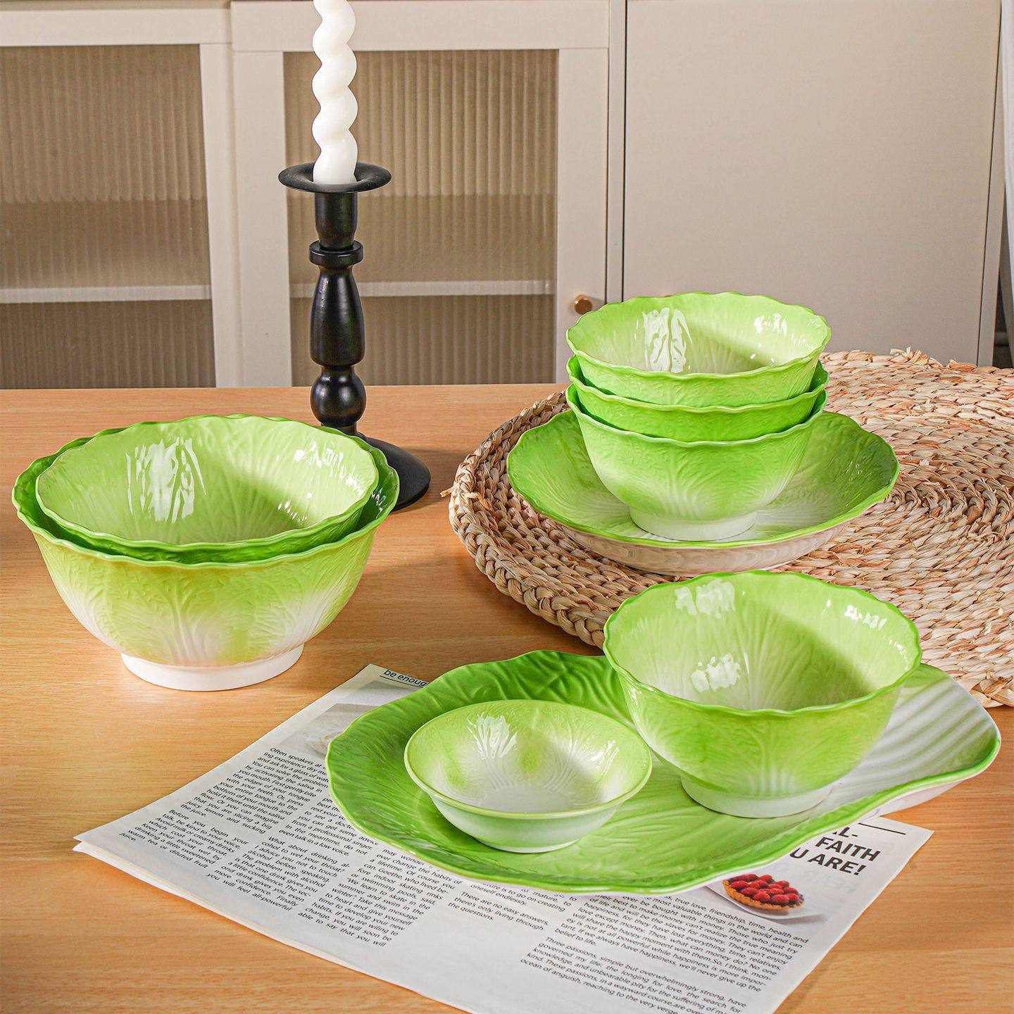 2025白菜碗碟盘套装家用新款玉白菜餐具碗盘套装新居碗盘整套,餐饮具,碗,淘宝优惠券,粉丝福利购,淘宝优惠卷