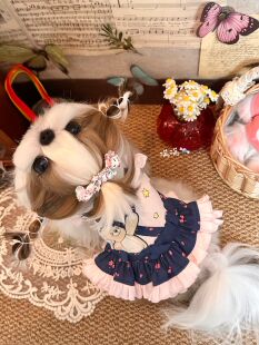 宫囍原创I宠物衣服春夏款樱桃系列猫狗通用棉小马西施比熊