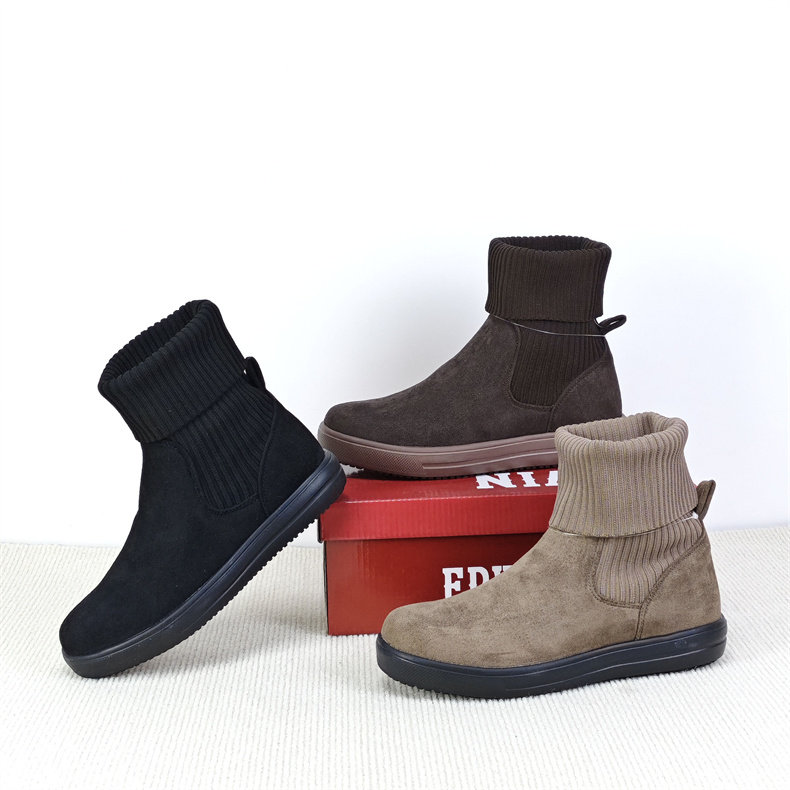 出日单24年新款毛线短靴平底保暖软底圆头套脚防滑切尔西靴断码清,女鞋,切尔西靴,淘宝优惠券,粉丝福利购,淘宝优惠卷