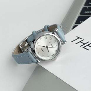 小表盘石英手表女生简约复古皮带校园初高中学生指针式 考试看时间