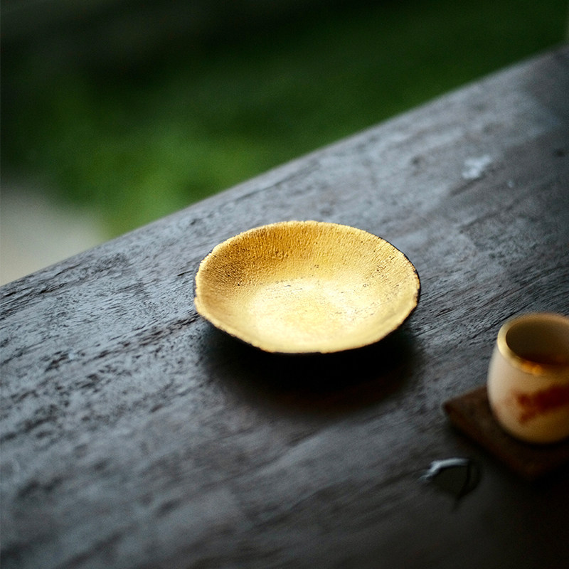 太初莲花堂王沁玻璃黄炼手工玻璃壶承功夫茶具圆盘茶盘储水干泡盘