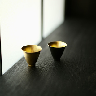 太初莲花堂金釉黑金陶泥品茗杯松风舍斗笠茶杯主人杯功夫茶具客杯