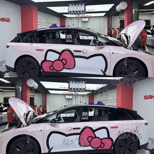 适用于理想i6Hello Kitty车贴拉花极氪小鹏P7卡通KT猫汽车身贴纸