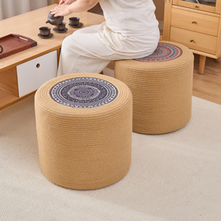 可定做现货酒店加高坐墩蒲团脚垫草编坐垫茶几草墩草凳蒲草换鞋凳