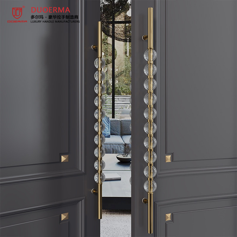定制水晶球大门拉手玻璃大门把手不锈钢金色大门拉手实木大门把手