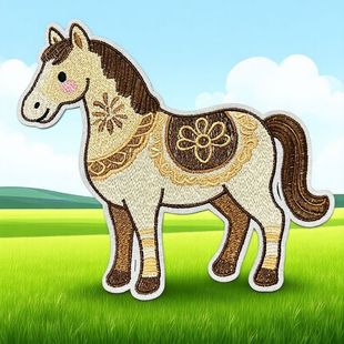 马图案刺绣布贴卡通补丁贴装饰衣服裤子短袖破洞修补缝制贴补丁
