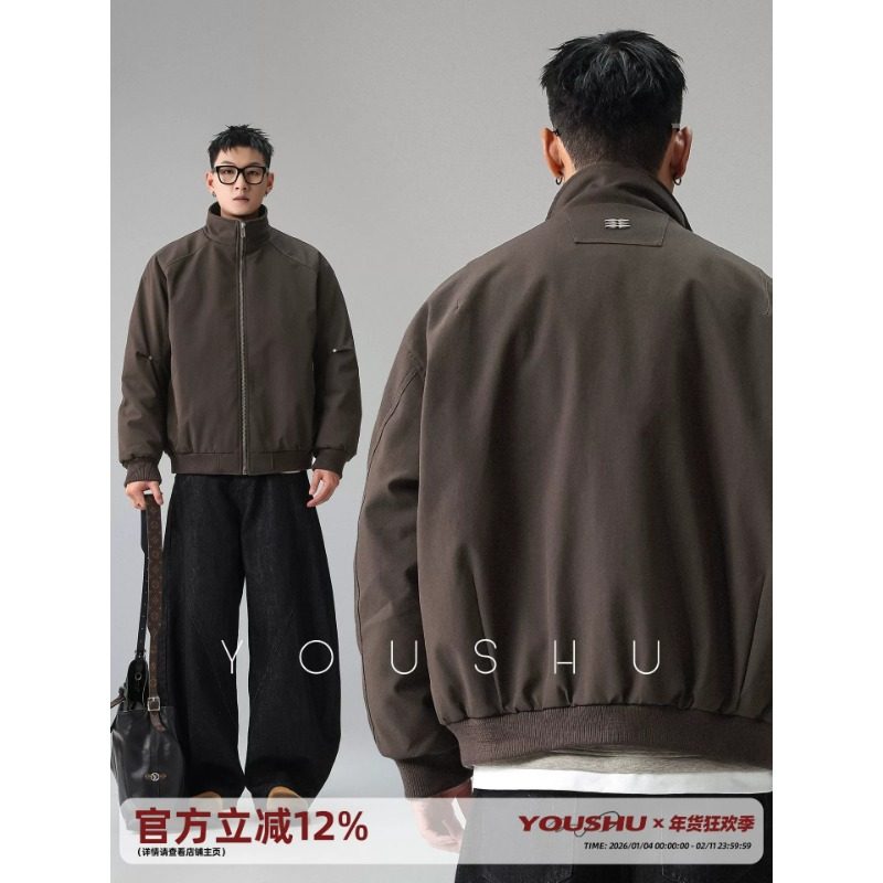 白鸭绒立领夹克羽绒服男冬季2025新款潮牌宽松轻薄保暖外套