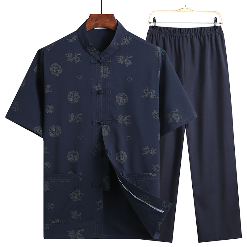 2019 summer new pattern Tang costume Short sleeved suit Chinese style men's wear dad grandpa Summer wear Middle-aged and elderly people clothesin the Men's clothing, National costume  category - from Buy2taobao.com to provide professional Taobao agent buy service
