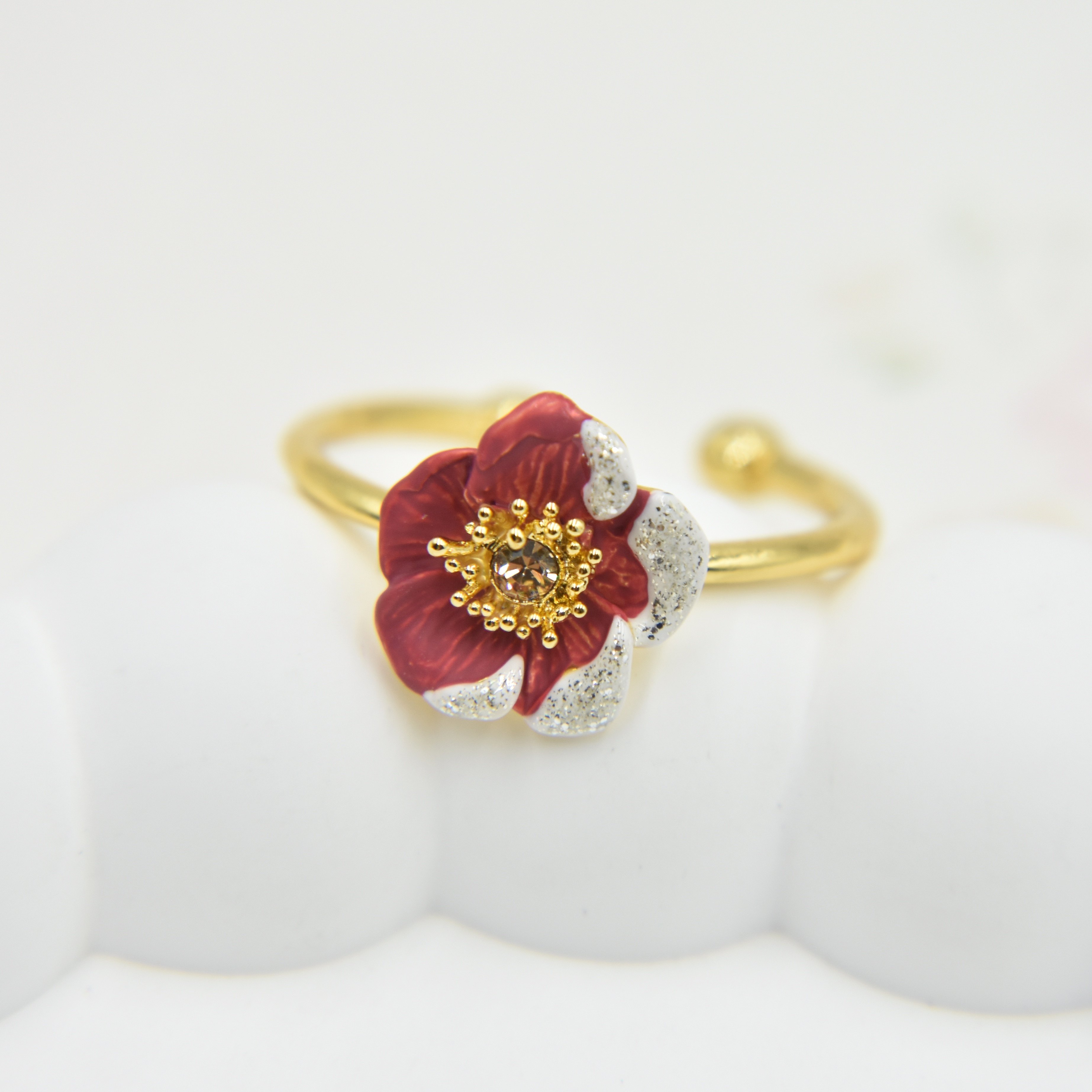 法国手工珐琅 雪融玫瑰 丝绒红玫瑰花朵 耳针 戒指,饰品/流行首饰/时尚饰品新,耳钉,淘宝优惠券,粉丝福利购,淘宝优惠卷