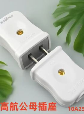 公母高航插座插头大功率插座二脚公母插头接头二极两脚纯铜防摔