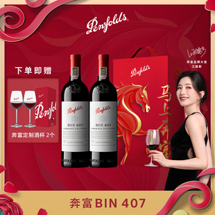 奔富BIN407红酒马年生肖礼盒装 行货 赤霞珠进口葡萄酒送礼官方正品