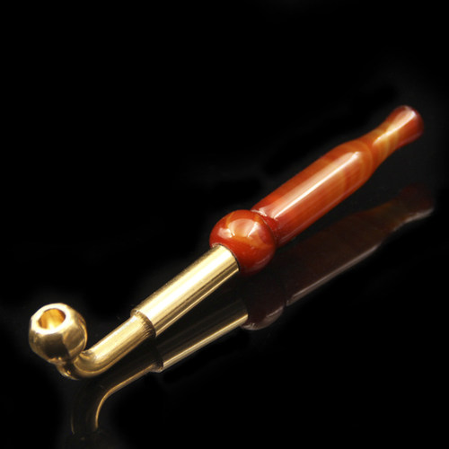 咸宝阁红玛瑙烟嘴圆环复古一口