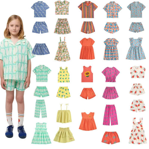 【清仓】BC夏季新款男女童可爱印花短袖衬衫短裤休闲套装