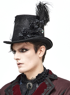 ╋魔叹╋DEVILFASHION哥特复古动漫道具羽毛高顶绅士魔术帽 AS082