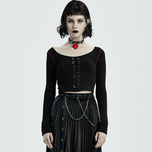 蒸汽朋克哥特gothic短款长袖T恤