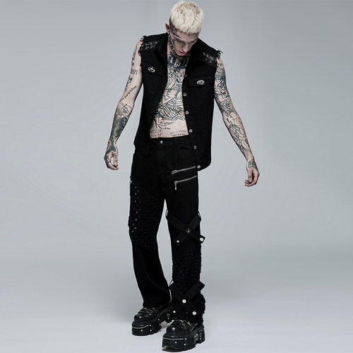 哥特GOTHIC摇滚ROCK男破洞长裤