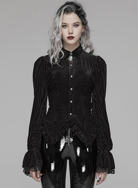 PUNKRAVE哥特GOTHIC暗纹丝绒衬衣