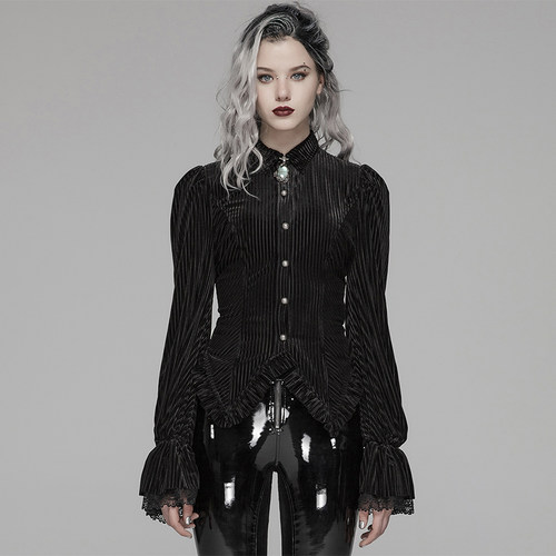 PUNKRAVE哥特GOTHIC暗纹丝绒衬衣
