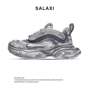 Salaxi/莎莱茜爆款擦色真皮老爹鞋女鞋小众高级厚底增高休闲鞋男