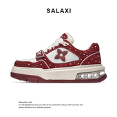 女厚底百搭滑板鞋 Salaxi 莎莱茜2025满天星镶钻潮流运动休闲鞋 男