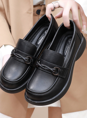 乐福鞋女2025新款英伦风黑色通勤轻便单鞋洋气工作女鞋软底小皮鞋