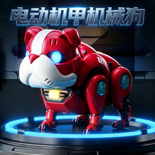 跨境儿童电动机械狗炫彩灯光声光音乐摇摆玩具趣味宠物模型摆件
