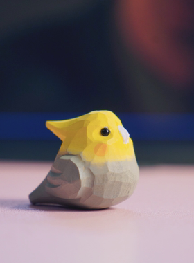 手工木雕凤玄鹦鹉情侣款造型桌面工位小摆件治愈系生日礼物女