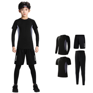 儿童运动套装夏季速干紧身衣跑步篮球羽毛球训练服男童足球打底裤