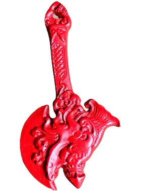 保真红色喜庆朱砂坐福斧吊坠男女随身斧子结婚装饰龙头斧礼物挂件