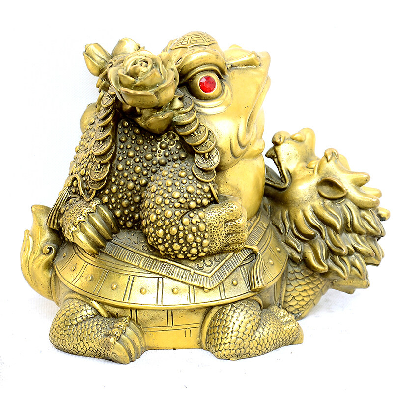 纯铜龙龟托金蟾摆件金蟾大龙龟家居装饰送证书