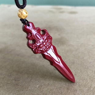 紫金砂随身金刚杵项链本命年石敢当睚眦小孩婴儿惊吓六字真言吊坠