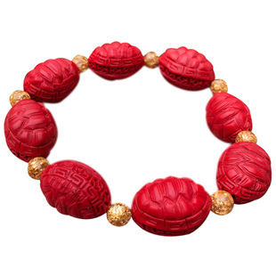台湾原色朱砂富甲天下手链中国红龟甲手串送证书