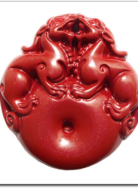 天然原矿辰砂朱砂紫金砂双貔貅平安扣吊坠男款挂件女士本命年皮丘