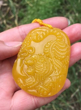 黄龙玉玉佩招财老虎员坠转运护身生肖本命男女款项链送证书