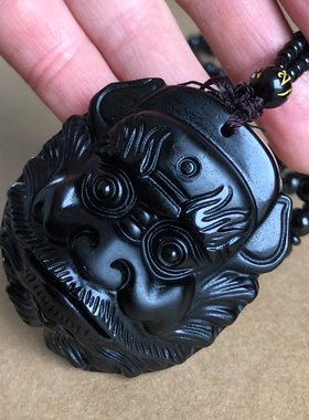 天师钟馗黑曜石吊坠项链男女诸事顺遂平安防坏人吉祥物霸气关羽挂