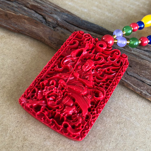 中国红朱砂伏虎罗汉挂件 悟惮十八罗汉米勒尊者吊坠 随身老虎达摩