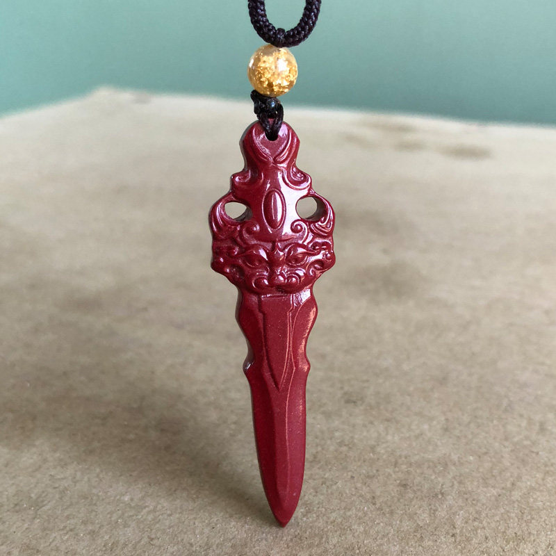 紫金砂随身金刚杵项链本命年石敢当睚眦小孩婴儿惊吓六字真言吊坠