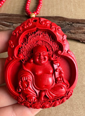 正红色朱砂大款莲花观音佛吊坠男女如意佛珠坐佛花瓶南海观音挂件