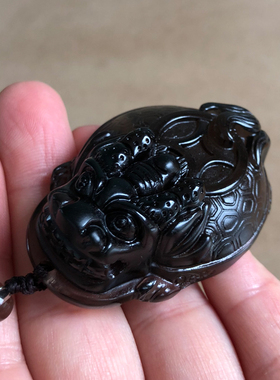 黑曜石冰种龙龟吊坠男女项链招财转运挂件玄武神龟挂坠祝寿礼项链