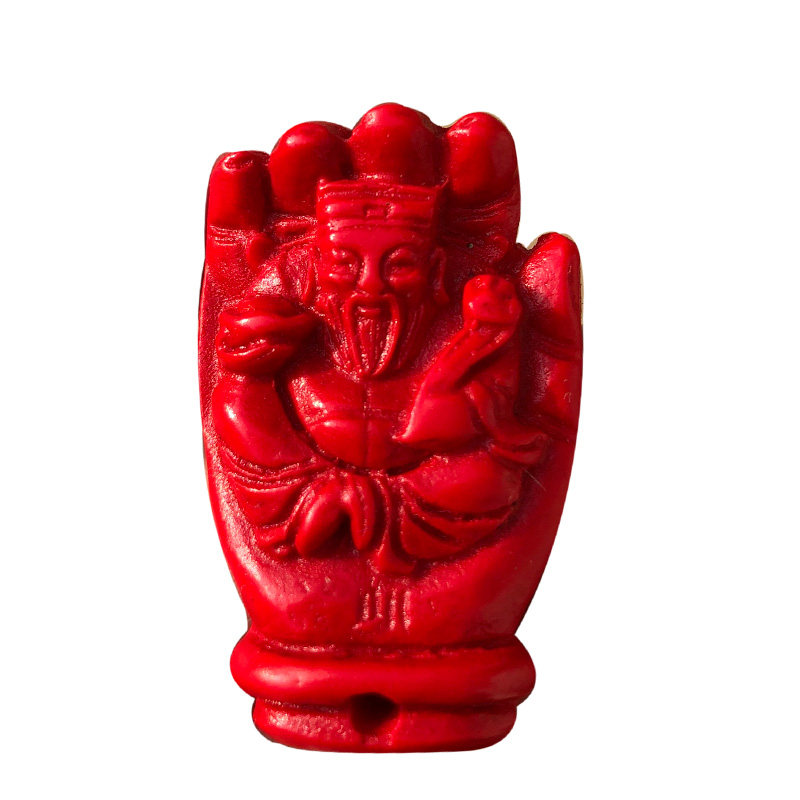 天然朱砂伸手来财吊坠 有求必应佛手金手打麻将随身财神玉佩挂件