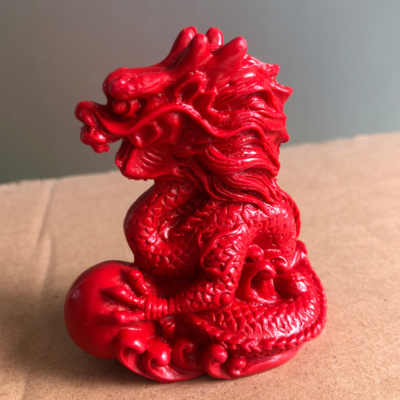 朱砂红霸气龙摆件 招财镇宅风水工艺品 青龙12生肖龙护主桌面饰品