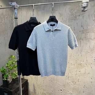 老钱风肌理感针织短袖上衣Polo衫男2026秋季新款简约日系毛衣T恤