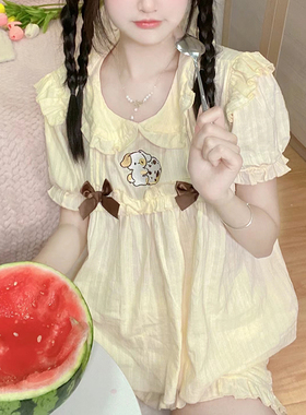 2026年短袖睡衣夏季新款针织棉甜美可爱公主风春夏款可外穿家居服