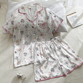 带胸垫学生网红可出门家居服套装 睡衣可爱mikko冰丝凉感夏季 女款