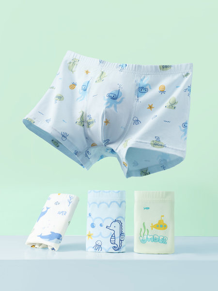 Printed boxer briefs underwear shown in a product display
