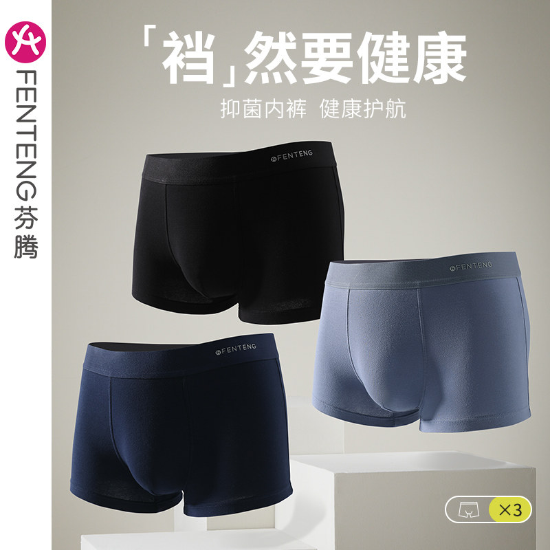 芬腾3条装男士纯棉内裤男透气抗菌四角裤男生宽松平角裤短裤裤头属于什么档次？