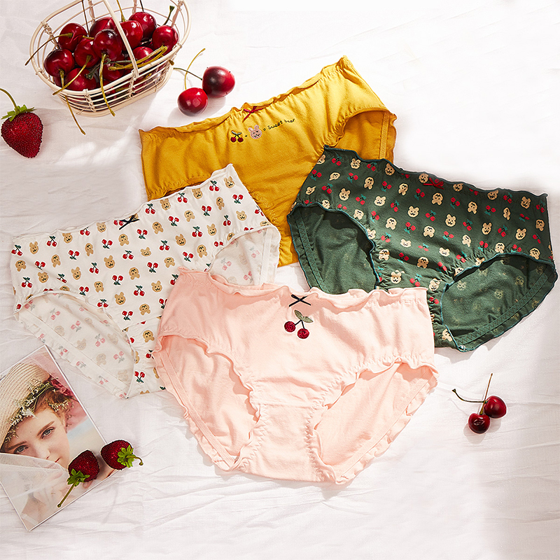 芬腾可安少女学生内裤女女士内裤女生三角裤纯棉短裤可爱印花裤衩
